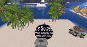 Le Soiree Moves to the Beach.  Simply Summer is our theme for our next 2nd Sunday even with DJ Regi Yifu.  We are bringing the party to the beach this time so break out your tanning lotion, shades, and Speedos.